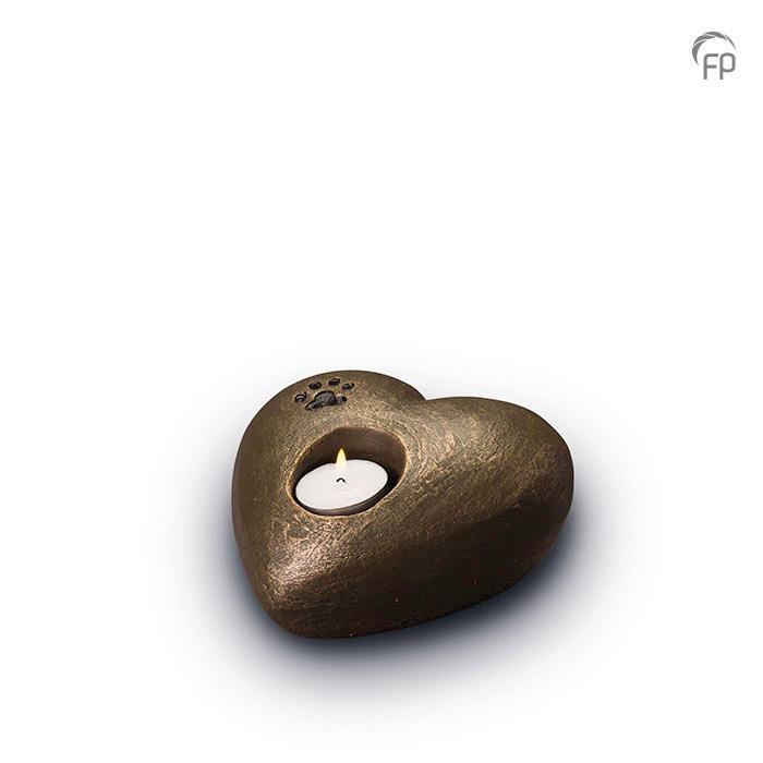 Ceramic designer pet urn with bronze finish