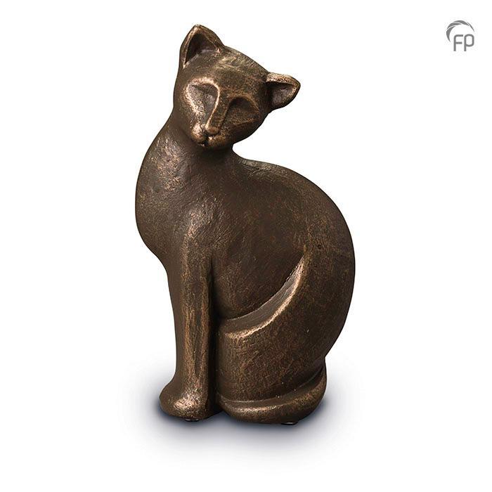 Ceramic designer pet urn with bronze finish