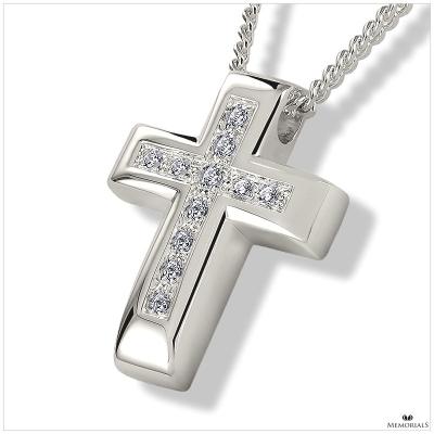 Crystal Cross Pendant Locket for Ashes
