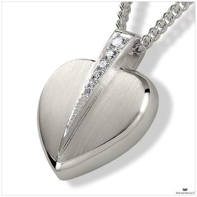 Heart With Crystal Pendant Locket for Ashes